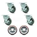 Service Caster Regency 600UBCKIT6 U-Boat Locking Caster and Wheel Replace Set - REG-20S414-PPUB-TLB-TP2-4-PPUD820-2
